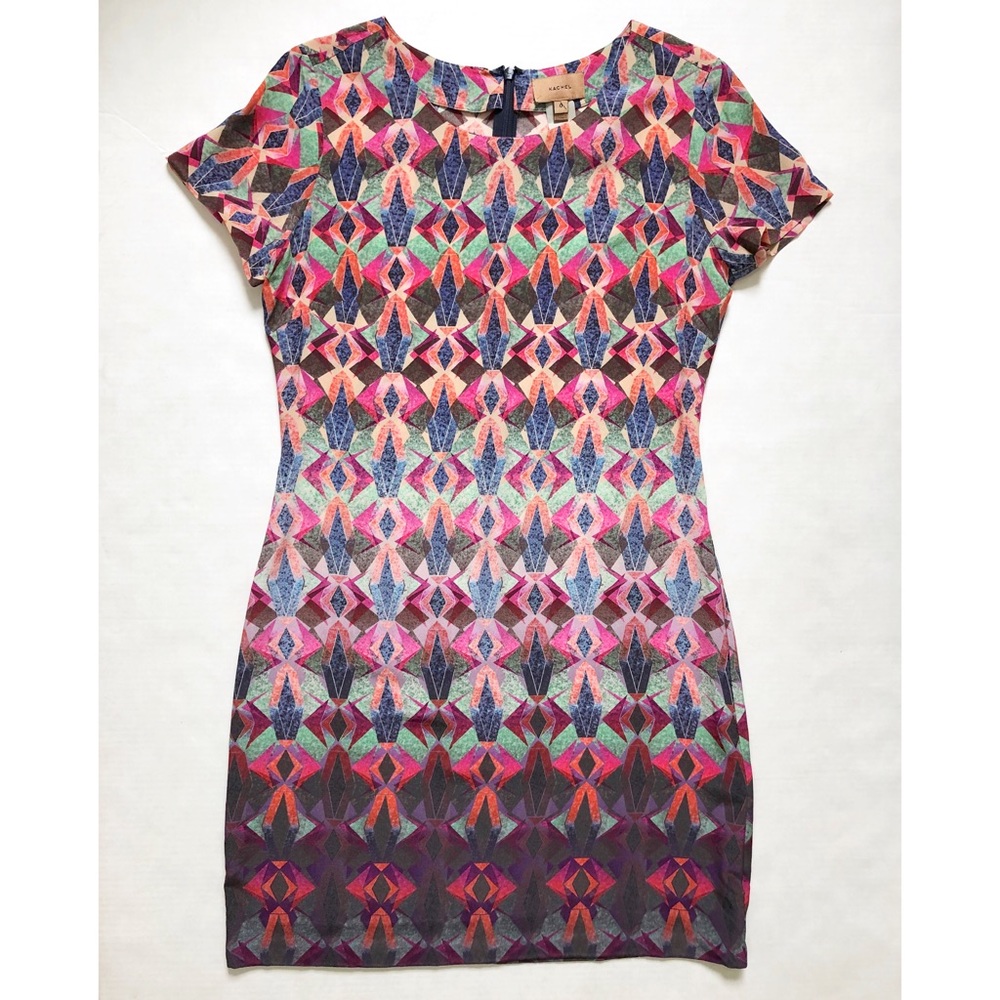 Kachel Geometric Diamond Scope Silk Shift Dress - Picture 5 of 8